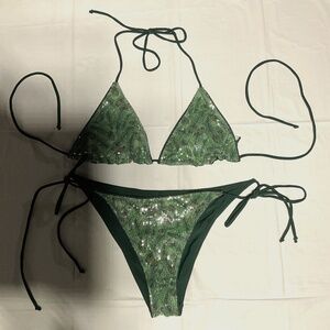 Fashion Nova 2 piece Bikini Peacock Paradise Sequins